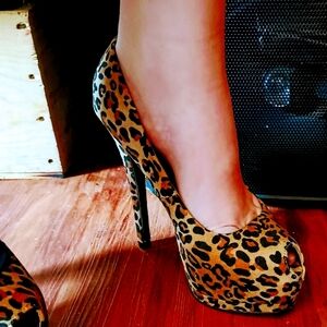 Leopard print peep toe Charlotte Russe 6" high heels